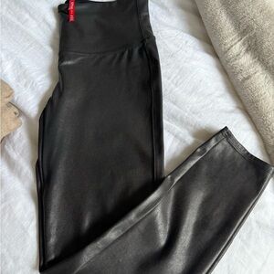 Spanx Black Faux Leather Leggings in XLPetite